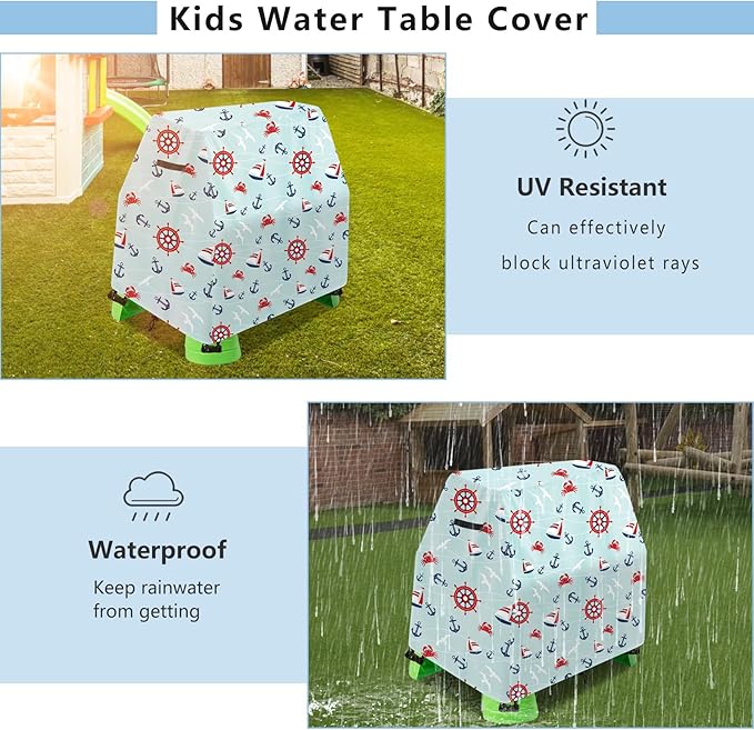 Kids Water Table Cover Fit Rain Showers Splash Pond Water Table,Waterproof Dust Proof Anti-UV Outdoor Toys Cover-Cover only