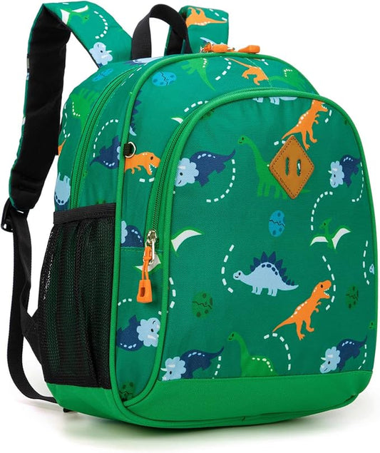 JinBeryl Toddler Backpack for Boys or Girls, Little Kids Backpack for Preschool or Kindergarten (Dinosaur Green, Small)