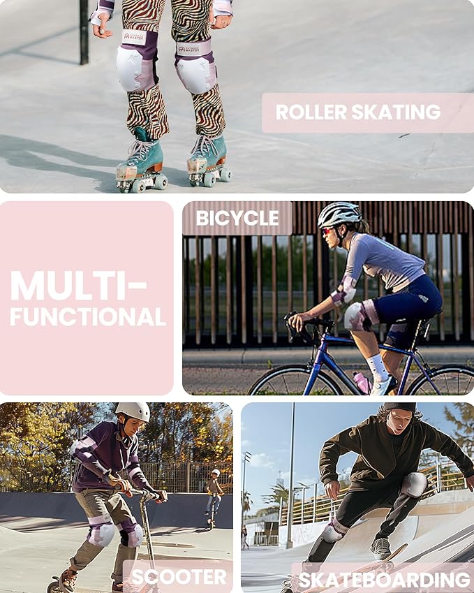 OutdoorMaster Knee Pads for Skating Knee and Elbow Pads for Adult &Youth - Skateboard Protective Gear with Wrist Guards 3 in 1 Saver Series for Skate