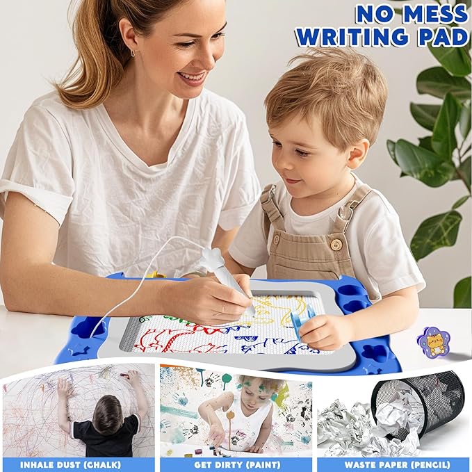 Magnetic Drawing Board Large Doodle Board Toddler Toys for Girls Boys 3 4 5 6 7 Year Old Kids, Montessori Preschool Educational Travel Toys Gifts Etch A Colorful Sketch Magnet Erasable Writing Pad
