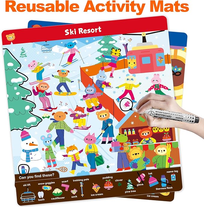 Search and Find Educational Game for Kids 3, 4, 5, 6 Year Olds - Reusable Preschool Learning Activities, Art & Craft Toys | Builds Vocabulary, Gifts for Toddlers, Girls and Boys