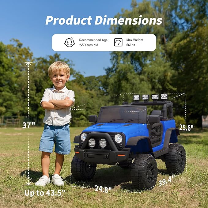 Kids Ride on Car Toy, 24V Electric Car for Kids with Remote Control, 2x200W Motors - Blue