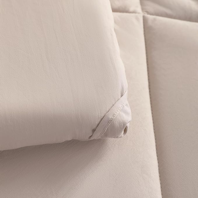NTBAY Twin Comforter Set with Sheets, 5 Pieces Soft and Breathable Twin Bedding Set, Twin Bed in a Bag, Down Alternative Comforter Set Solid Color All Season, Kids Bedding Set, Taupe