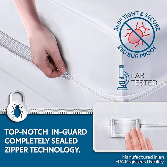 Guardmax Jersey Knitted King Zippered Mattress Encasement with Deep Pockets - Waterproof & Bed Bug Proof Mattress Protector - Comfortable, Soft, and Noiseless Zippered Bedding - (78x 80 x 18)