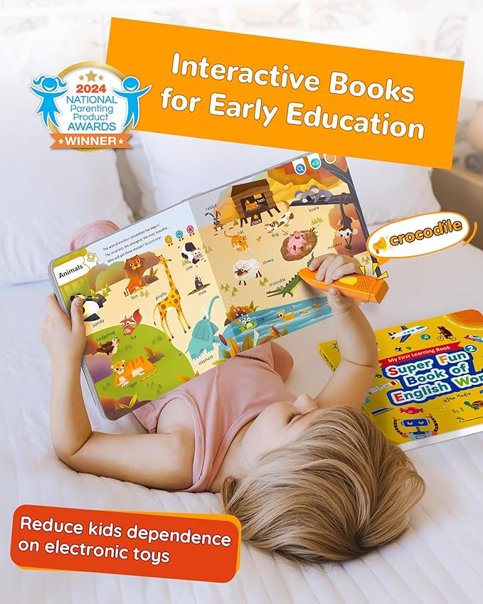 KOKODI Talking Pen Books Sets, Interactive Audio Sound Books Kids Learning Electronic Toys for Toddlers Kids, Autism Sensory Games, Early Educational Gifts Birthday Gifts for Boys Girls Age 2 3 4 5