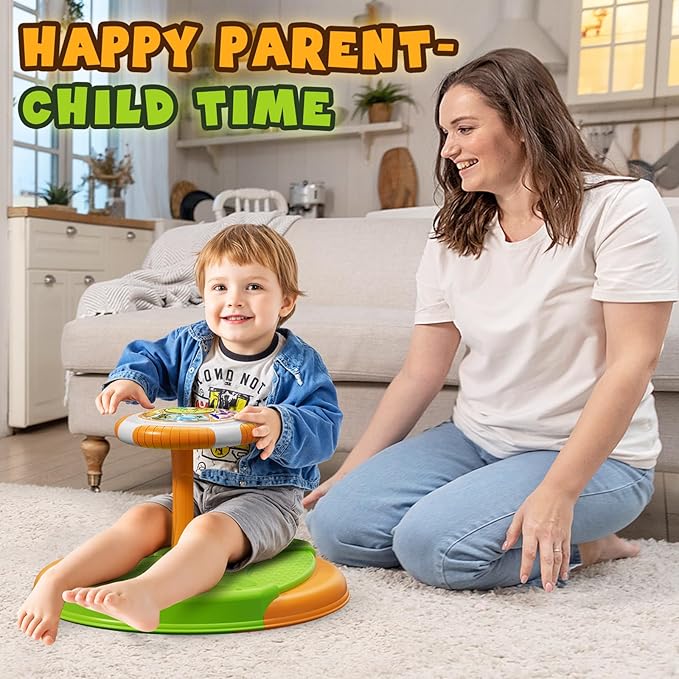 Dinosaur Sit and Spin Toys for Toddlers 1-3 Boys, 360° Toddler Spinning Seat with LED Lights and Music, Sensory Toys Birthday for Kids 3-5