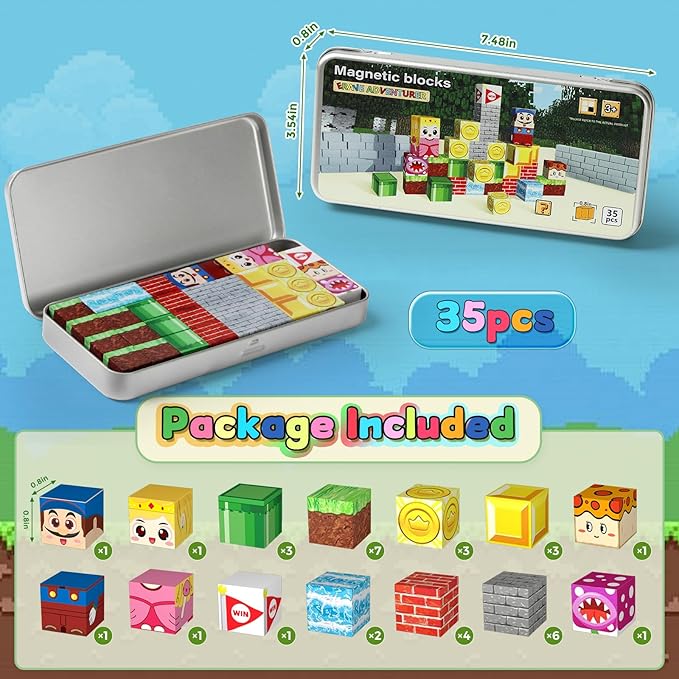 Magnetic Building Blocks for Kids Ages 3-8, STEM Magnetic Cubes Travel Toys with Iron Storage Box – Portable Sensory Learning for Toddlers, Fine Motor Skills Toy for Ages 3 4 5 6 7 8（Regular）