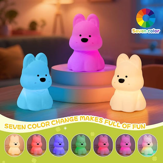 loatme Night Light for Kids, Rechargeable Dimmable Silicone LED Nightlight with 7 Colors, Baby Nursery Night Lamp, Touch Squishy Lamp, Cute Gifts for Girls, Boys, Toddler Room Decor, Dog
