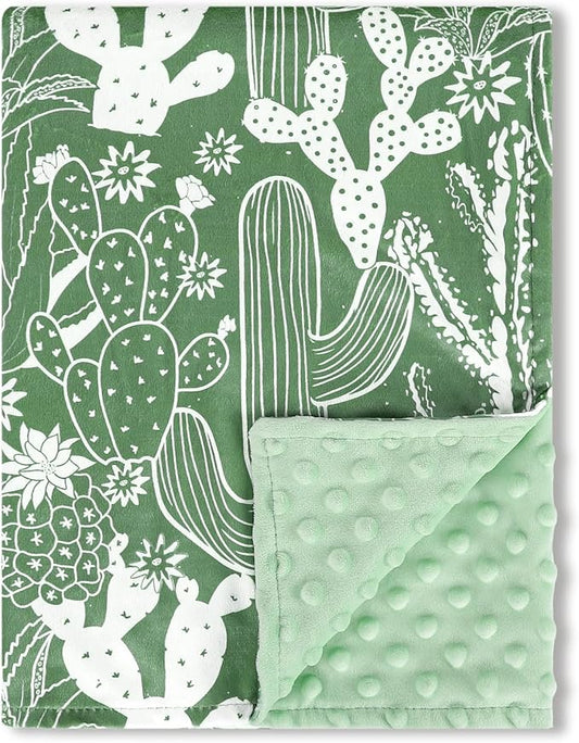 Baby Blankets for Girls, Toddler Newborn Blanket Double Layer with Dotted Backing Crib Receiving Blanket for Toddler Nursery Bed Blanket, Cactus, 30x40 Inches