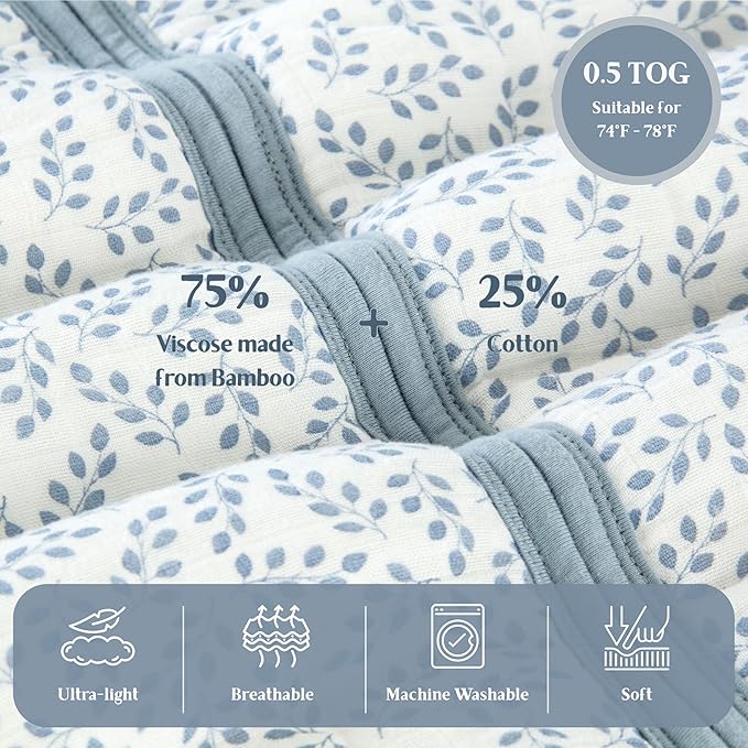 Baby Sleep Sack 0.5 TOG – Lightweight Quilted Sleeping Bag, Soft Breathable Wearable Blanket with 2-Way Zipper