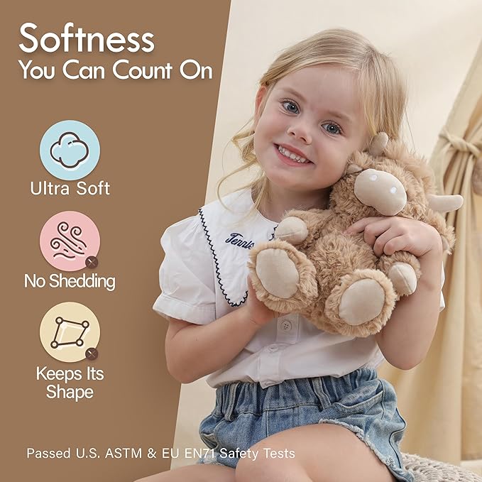 Moonkie Hug & Go Highland Cow Toddler Backpack – Soft Plush Bag with Take-Along Toy for Boys Aged 2–4 | Ideal for Daycare | Travel & Birthday Gifts for 3-Year-Old Kids