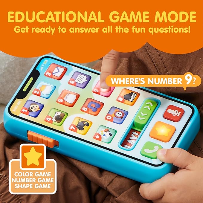 JOYIN Baby Toys 6-12 Months - Cell Phone with 4 Game Modes & 50+ Music and Learning Phrases, Educational Toys for Toddlers 1-3, Kids Pretend Phone Birthday Gifts for Girls Boys Age 1 2 3 Year Old