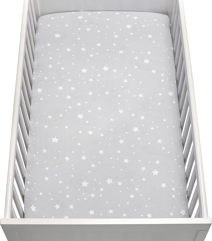 Newton Baby Fitted Crib Sheet (2-Pack) - Ultra Breathable and Soft, Organic Cotton, Fits All Standard Cribs, Stardust Grey & Plain White