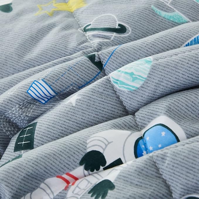 Brandream Kids Space Bedding Set Queen Size Boy Girl 100% Cotton Space Rocket Galaxy Comforter Set 3-Piece