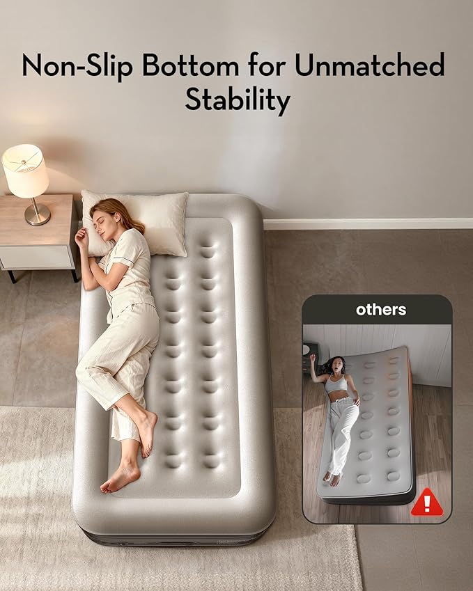 OhGeni Twin Air Mattress with Built in Pump, Blow up Mattresses, 18" Raised Blow Up Colchones Inflables Airbed for Guests & Home, Ideal for Home Use and Outdoor Camping