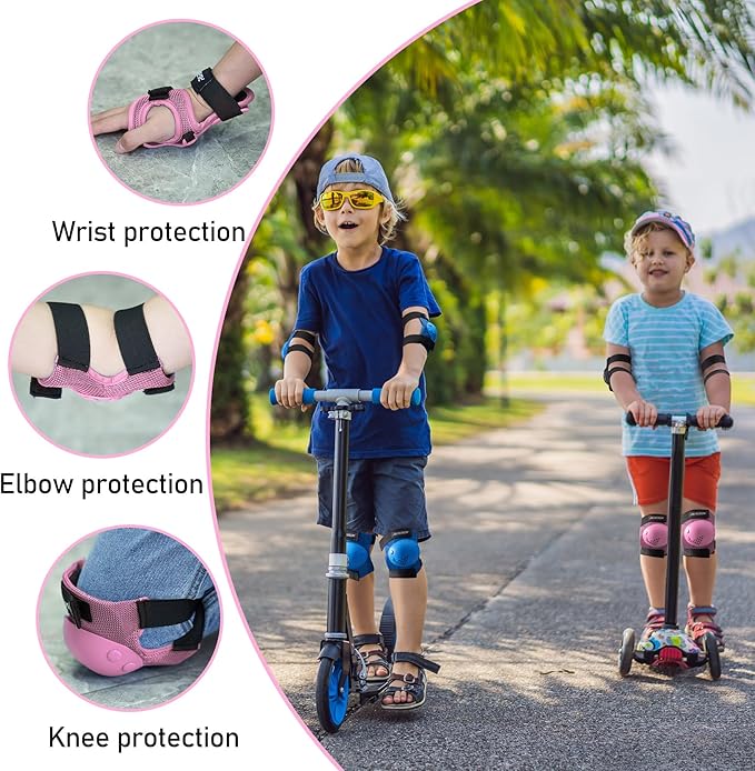 PAPAISON Kids/Youth Knee Pad, Elbow Pads & Wrist Guards for Inline Skating Bike Cycling Skateboard Scooter, 3 in 1 Protective Gear Set for Girls Boys Adult