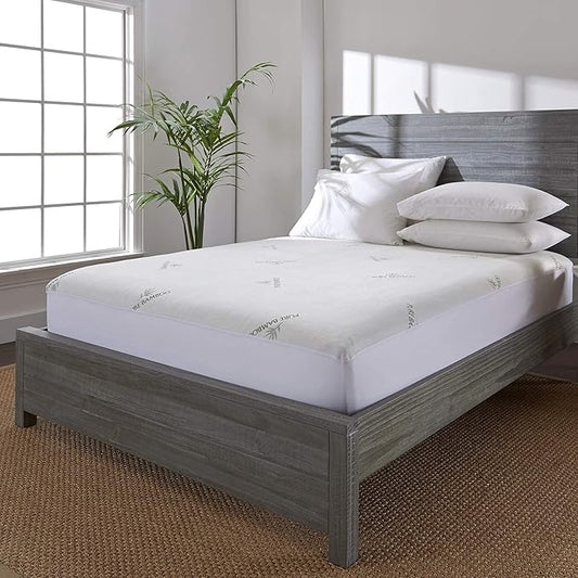 California King Mattress Protector by PURE BAMBOO, Waterproof - Viscose Derived from Bamboo, Breathable, Noiseless Mattress Cover Protects Against Moisture, Spills, Stains (California King)