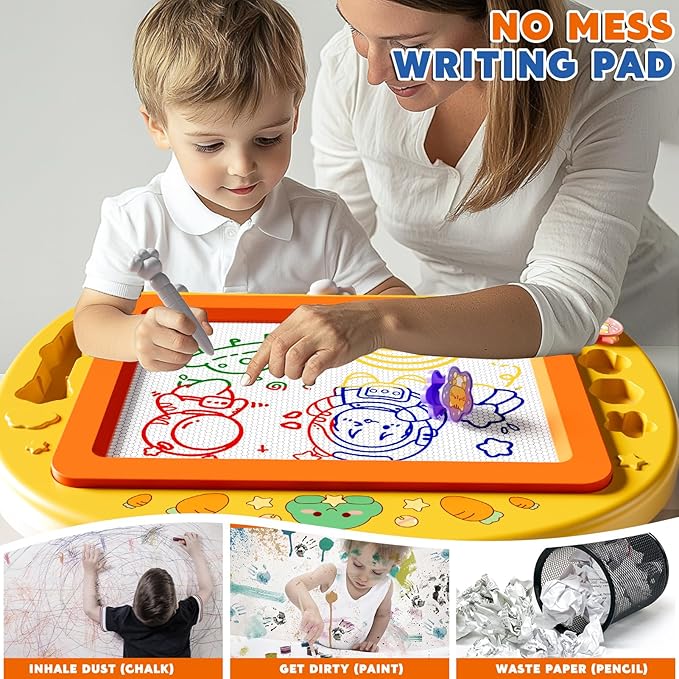 Large Magnetic Drawing Board 13 × 17 in Doodle Board Toddler Toys for Girls Boys 3 4 5 6 7 Year Old Kids, Preschool Educational Travel Toys Gifts Etch A Colorful Sketch Magnet Erasable Writing Pad