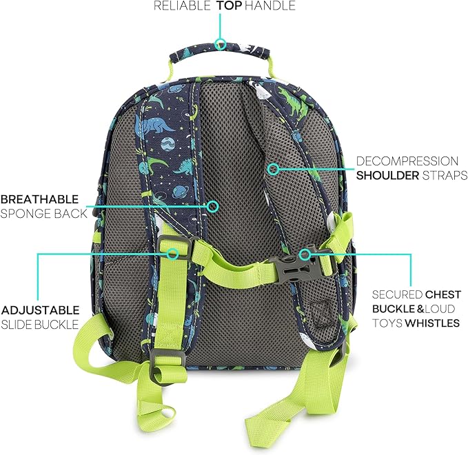 mibasies Toddler Backpack for Boys 2-4: Cute Kids Backpacks Boys - Preschool Kindergarten Backpack - Galaxy Dinosaur