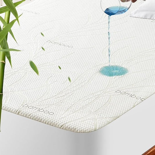 Twin XL Waterproof Mattress Protector - Blancmax Bamboo Rayon Breathable Mattress Protector with Deep Stretchable Pockets, Hypoallergenic & Odor Resistant Mattress Cover Cool & Noiseless