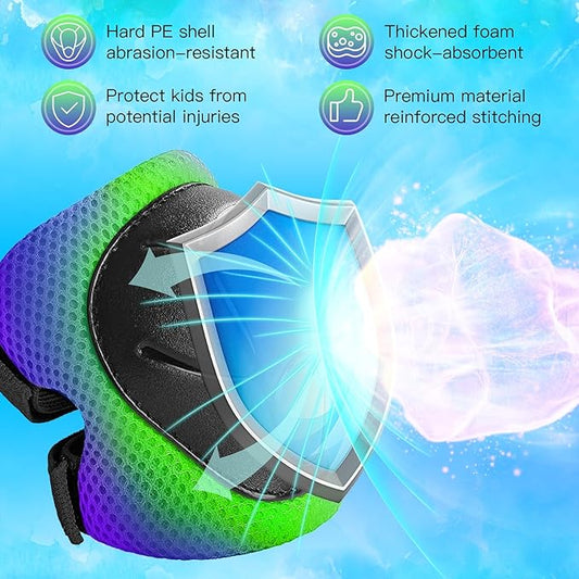 Kids Protective Gear Set Knee Pads for Kids 3-14 Years Toddler Knee and Elbow Pads with Wrist Guards 3 in 1 for Skating Cycling Bike Rollerblading Scooter