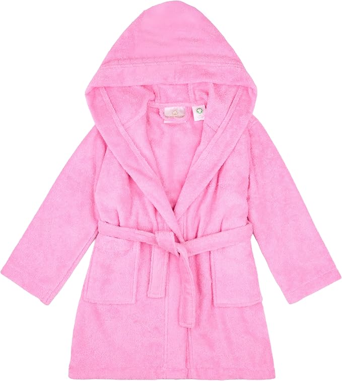 BAGNO MILANO Kids Organic Turkish Cotton Hooded Beach Cover-Up Towel, GOTS Certified, for Boys and Girls (Pink, 7-8 Years)