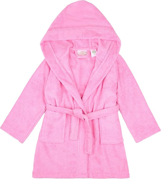 BAGNO MILANO Kids Organic Turkish Cotton Hooded Beach Cover-Up Towel, GOTS Certified, for Boys and Girls (Pink, 7-8 Years)