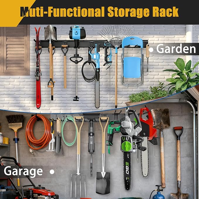 KOFANI Heavy Duty Garage Wall Organizer with 700LB Capacity, 48Inch Garage Tool Organizer Wall Mount and Garden Tool Organizer with Adjustable Tool Rack for Garage Shed Yard Storage