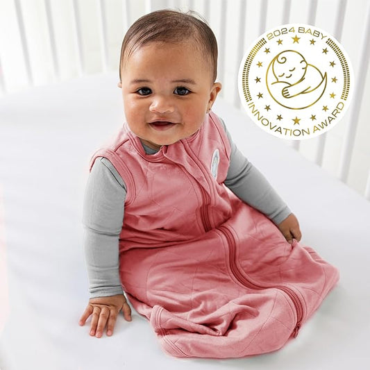 Dreamland Baby Lightweight Bamboo Viscose Sleep Sack (24-36 months). 1.0 TOG Ultra Soft Blanket w/ 2-Way Zipper. 95% Viscose, 5% Spandex (Rose). Mom-Owned US Business, Premium Materials
