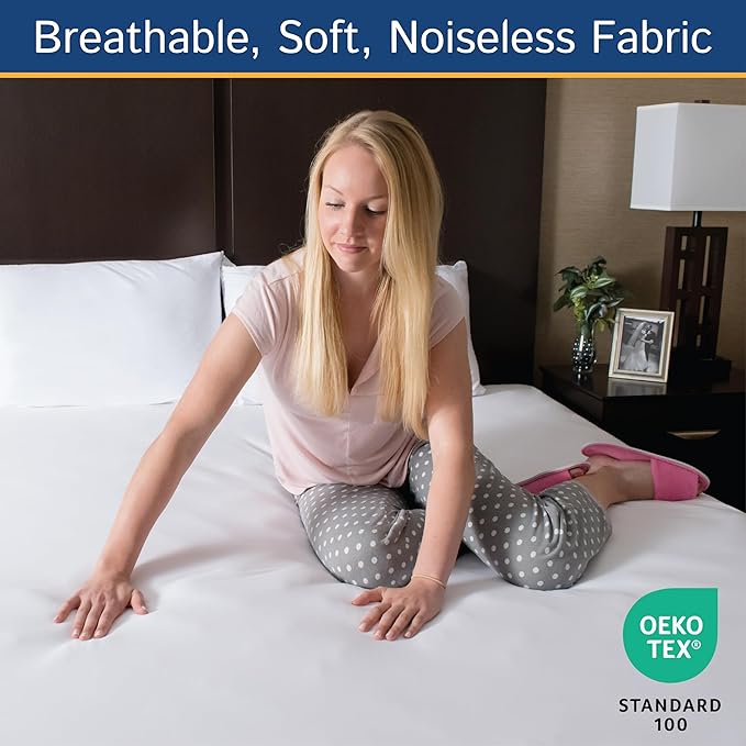 California King Mattress Protector Bedbug Waterproof Zippered Cover - Deep Pocket Fits up to 20" Depth - Hypoallergenic Premium Quality Encasement Protects Against Dust White