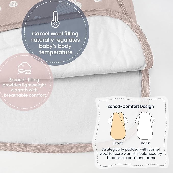 kaiya baby Unisex Sleeping Bag for Babies and Toddlers 1.0 Tog Sleep Sack 6-18 Months, Baby Sleep Sack, Newborn Sleep Sack, Wearable Blanket Baby, One Piece with Sleeves, Gifts for Baby, Pink