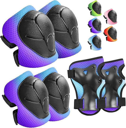 Kids Protective Gear Set Knee Pads for Kids 3-14 Years Toddler Knee and Elbow Pads with Wrist Guards 3 in 1 for Skating Cycling Bike Rollerblading Scooter