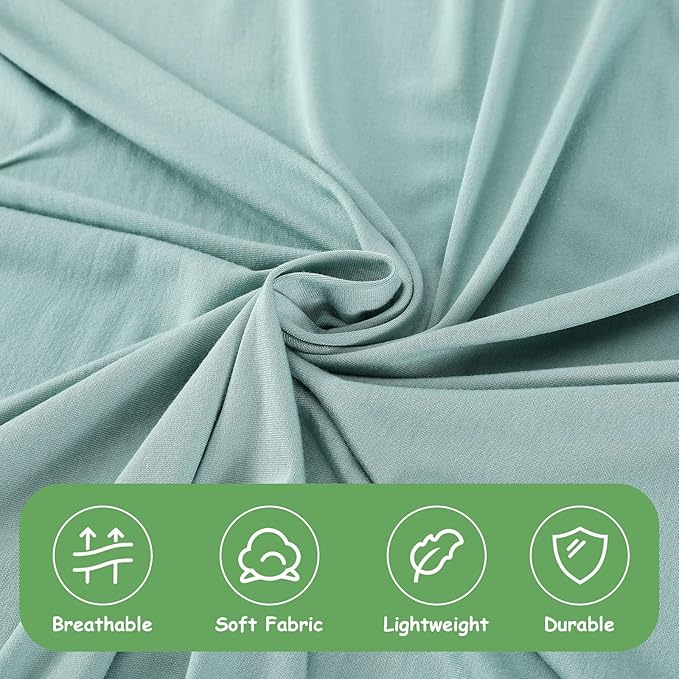iEvolve Cotton Knitted Baby Swaddle Blanket with Hat Headband Set Newborn Swaddle Wrap Receiving Blankets for Baby Girl Boy 35" x 35"(LightGreen)