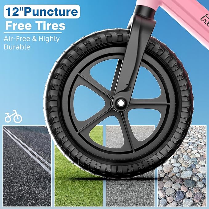 Ridego 12 Inch Balance Bike for Kids 2-4 Year Old,Lightweight Kids Bike with Adjustable Seat, Push Bicycle with Air Rubber Tires，Ride-on Toys Birthday Gift