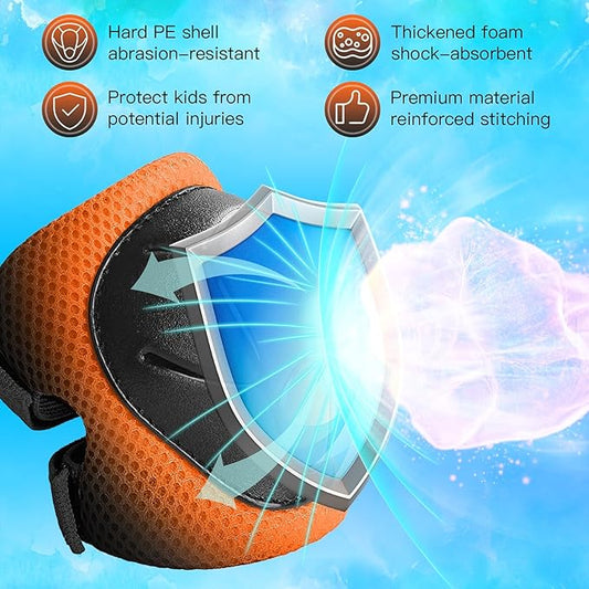 Kids Protective Gear Set Knee Pads for Kids 3-14 Years Toddler Knee and Elbow Pads with Wrist Guards 3 in 1 for Skating Cycling Bike Rollerblading Scooter