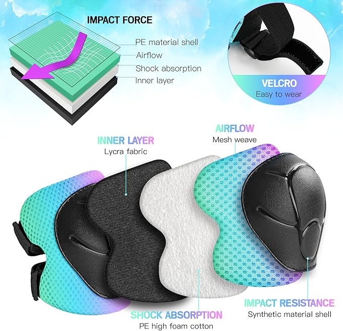 Kids Protective Gear Set Knee Pads for Kids 3-14 Years Toddler Knee and Elbow Pads with Wrist Guards 3 in 1 for Skating Cycling Bike Rollerblading Scooter