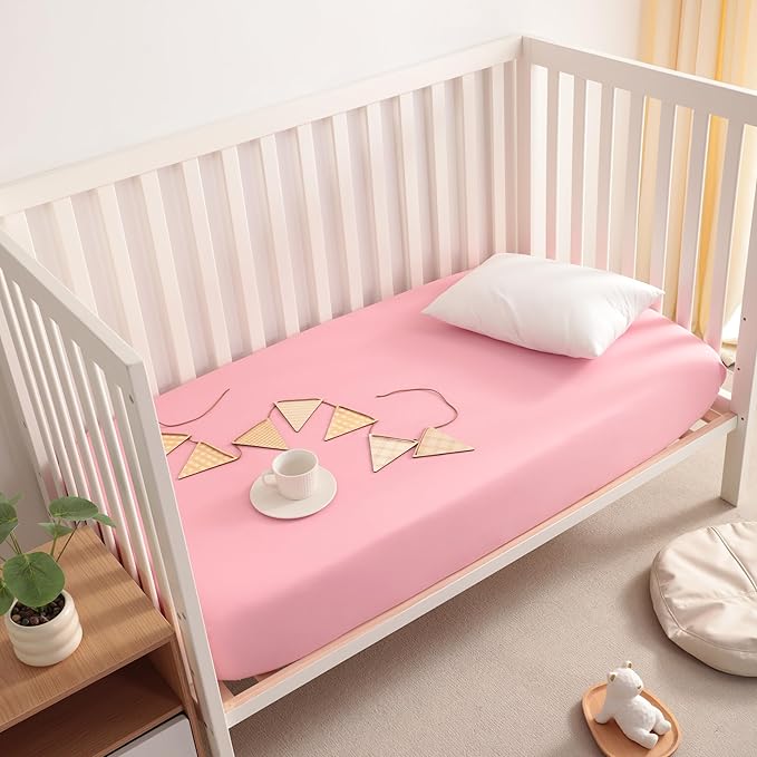FLXXIE 2 Pack Microfiber Fitted Crib Sheets, Super Soft and Cozy Toddler Fitted Sheets for Standard Crib and Toddler Mattresses, 28x52, Yellow