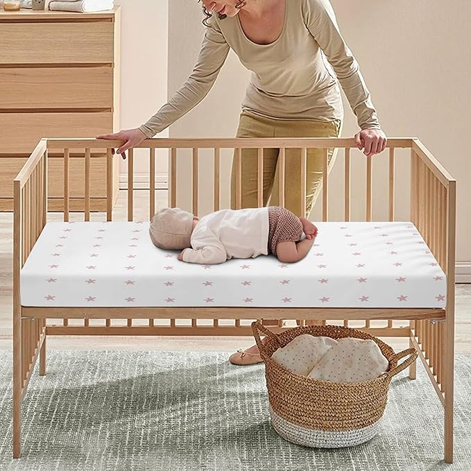 Colored Stars Fitted Crib Sheet Stars Baby Crib Sheet Fit Standard Crib and Toddler Mattress,Crib Mattress Sheets for Boys Girls 28"x52"