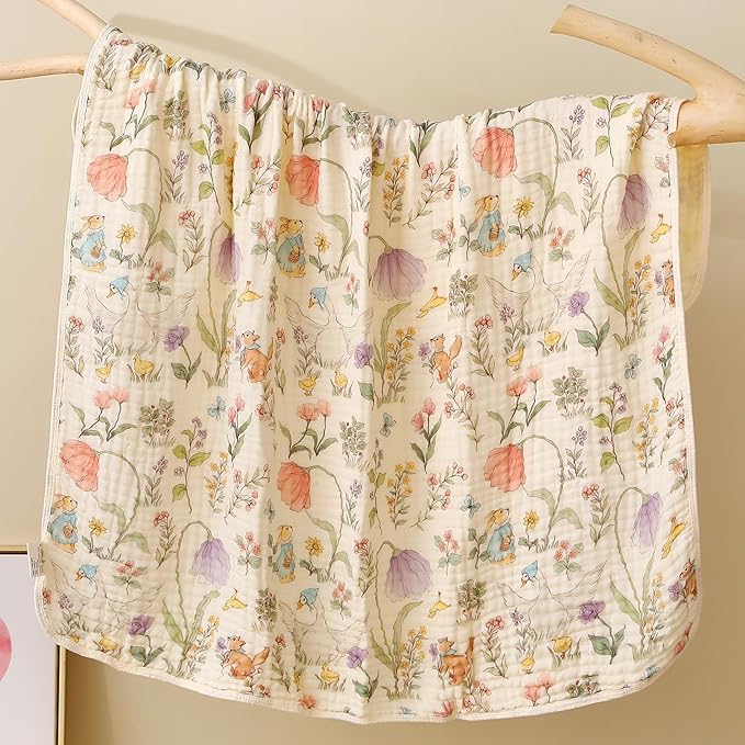 Ultra-Soft Muslin Baby Blanket - Premium Woodland Swaddle, Crib & Nursery Blanket (Gender Neutral), 43x43