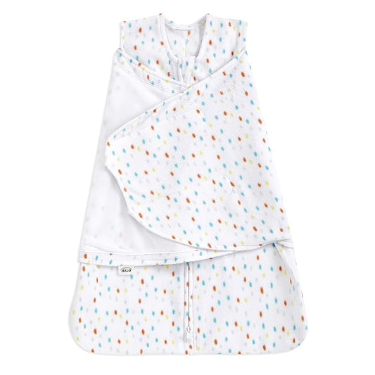 HALO Micro-Fleece Sleepsack Swaddle, 3-Way Adjustable Wearable Blanket, TOG 3.0, Confetti, Small, 3-6 Months