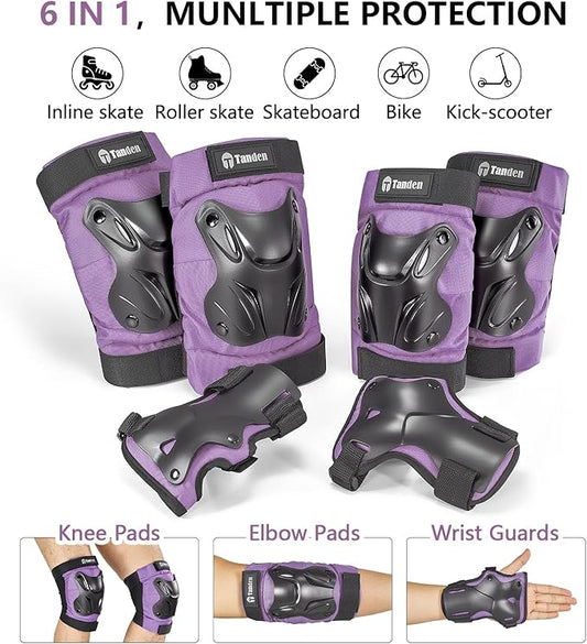 Skating Protective Gear Knee and Elbow Pads Wrist Guards for Roller Skating Skateboarding, Skate Pads Adult Knee Pads