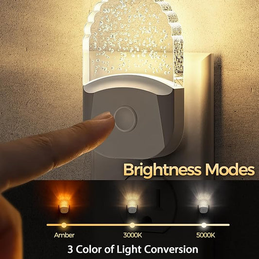 DORESshop Night Lights Plug Into Wall [2 Pack] 3CCT LED Night Light with Dusk to Dawn Sensor, Plug in Nightlight for Kids, Bathroom, Bedroom, Nursery Room (Amber-3000K-5000K)