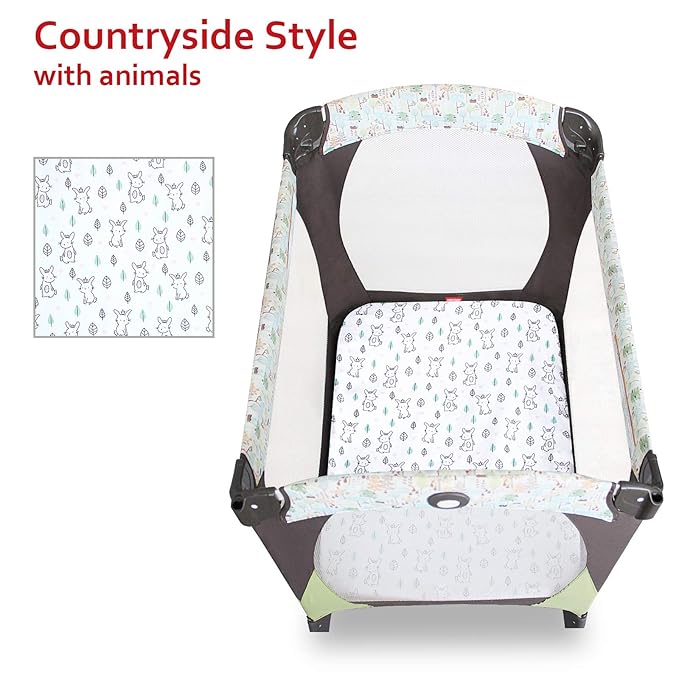 Pack and Play Sheets Fitted Mini Crib, Breathable Microfiber Stretchy Playard Sheets Fit for Graco Pack and Play, Lovely Bunny Mini Crib Fitted Sheets for Boys and Girls