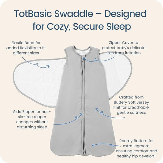 Newborns Swaddle Sleep Sack 0–3 Months, 1.0 TOG Baby Blanket for Newborns, Soft Sleeping Bag for Infants