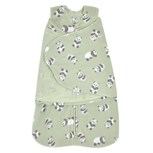 HALO Micro-Fleece Sleepsack Swaddle, 3-Way Adjustable Swaddle Blanket for Newborn and Infants, TOG 3.0 for Cold Climates, Hip Healthy, Cozy Pandas, Small, 3-6 Months