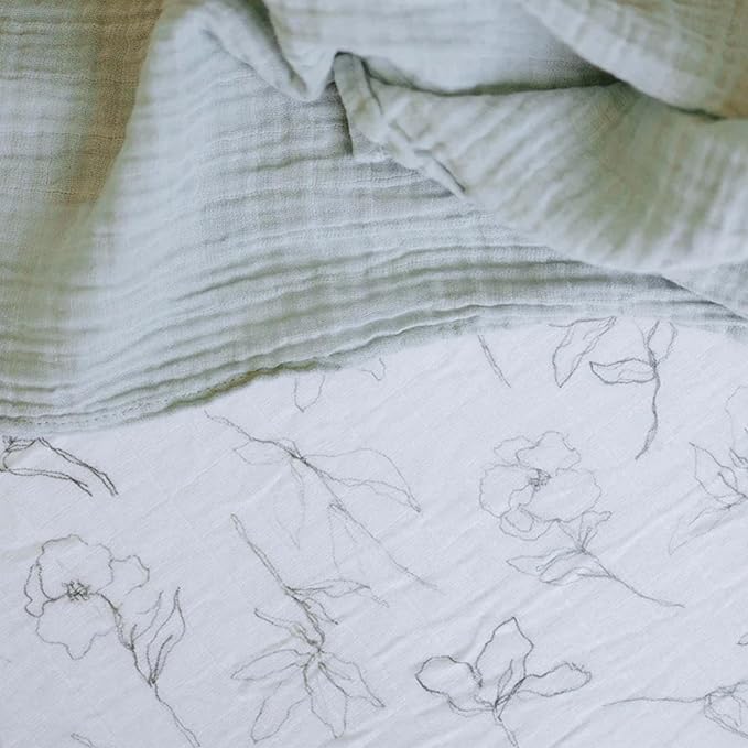 Little Unicorn 100% Natural Organic Cotton Muslin Crib Sheets | Breathable, Naturally Soft Fabric (Pencil Floral)