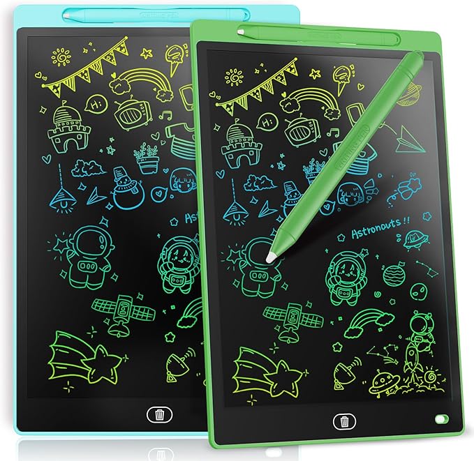 [2 Pack] Genialba LCD Writing Tablet 8.5-Inch Colorful Doodle Board, Toddler Learning Educational Toys Gifts for 3-8 Years Old Girls and Boys, Electronic Drawing Pad for Kids (Blue&Green)