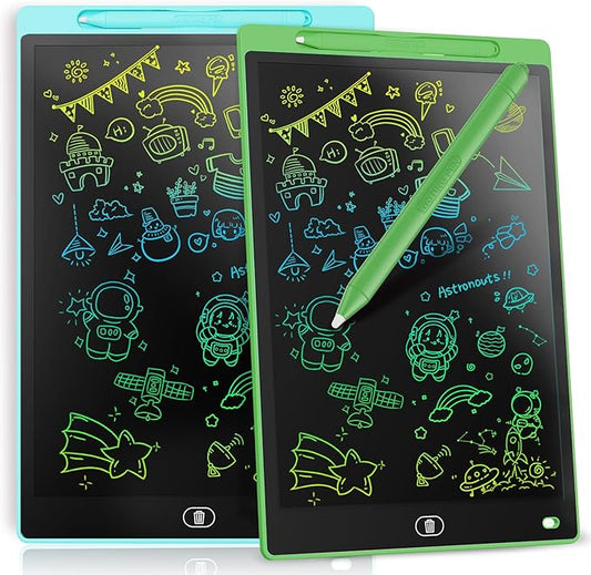 [2 Pack] Genialba LCD Writing Tablet 8.5-Inch Colorful Doodle Board, Toddler Learning Educational Toys Gifts for 3-8 Years Old Girls and Boys, Electronic Drawing Pad for Kids (Blue&Green)