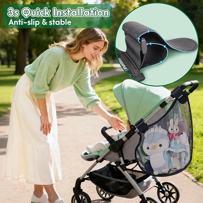 Guiseapue Baby Side Sling Stroller Cargo Net: Universal Stroller Organizer Attachment for Storage, Mesh Bag Storage Caddy, Stroller Accessories Fits for Uppababy MINU, Butterfly, YOYO, Nuna