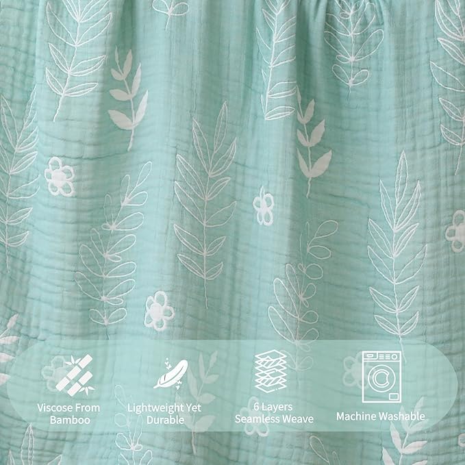Ultra-Soft Muslin Baby Blanket - Premium Blend Swaddle & Crib, 43x43 (Leaf Floral)